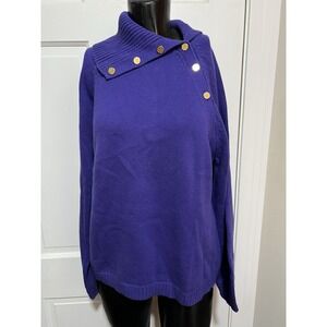 NEW With Tag Womens Vintage 1990s Purple Gold Button Pullover Size Petite Large